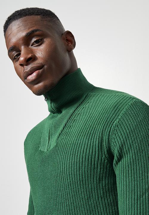 Superbalist - 1/4 zip slim fit sweater - green