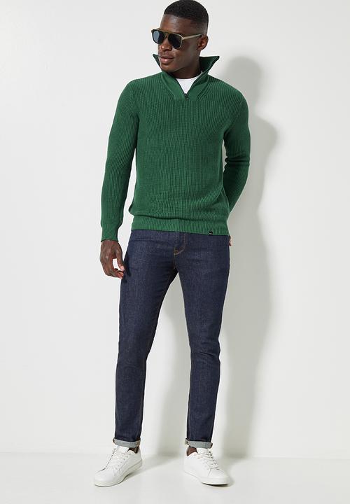 Superbalist - 1/4 zip slim fit sweater - green
