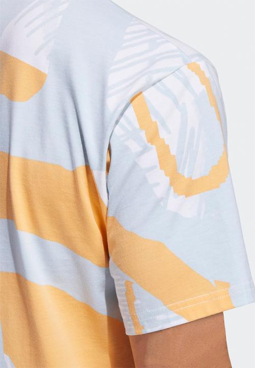 adidas Originals - Adiplay Allover Print Short Sleeve T- Multicolor / White / Orange rush