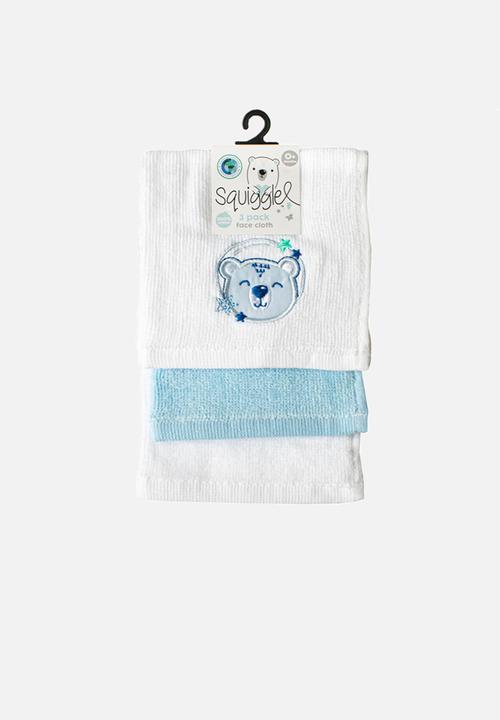 Character Group - Space bear 3-pack face cloths - white & blue