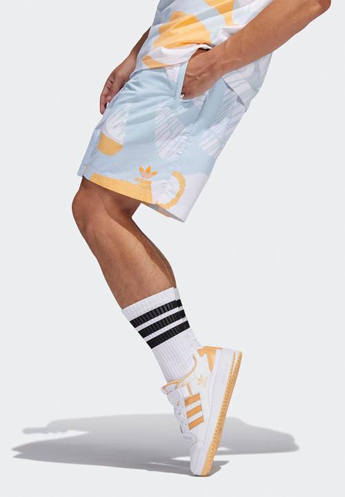 adidas Originals - Adiplay Allover Print Shorts - Sky tint & Acid orange