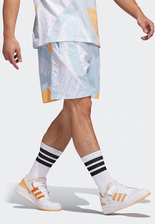 adidas Originals - Adiplay Allover Print Shorts - Sky tint & Acid orange