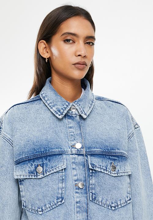 ONLY - Ever life long sleeve oversized denim shirt - light blue denim