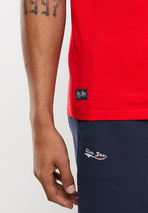 Aca Joe - Small embroidered short sleeve tee - chillie red