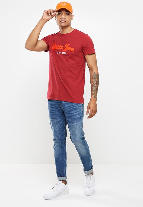 Aca Joe - Applique logo short sleeve tee - maroon