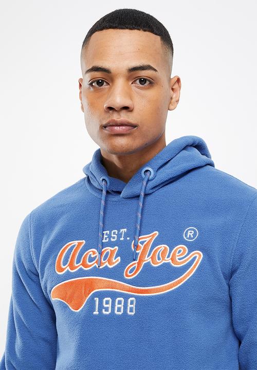 Aca Joe - Aca joe rubber print logo polar fleece hoody - blue