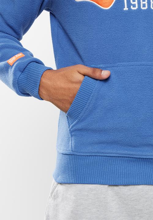Aca Joe - Aca joe rubber print logo polar fleece hoody - blue