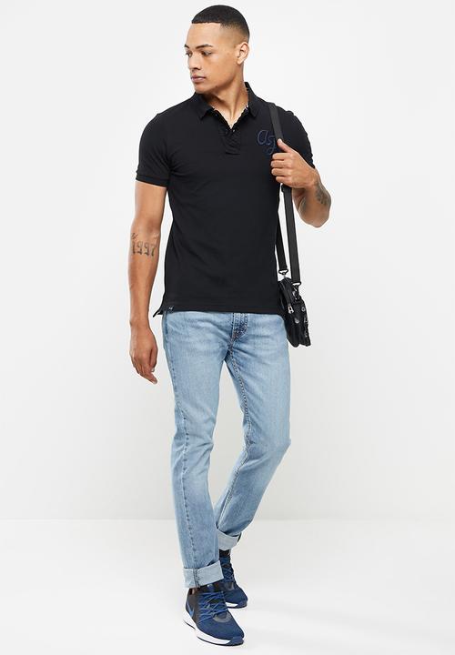 Aca Joe - 3D embroidery short sleeve golfer - caviar
