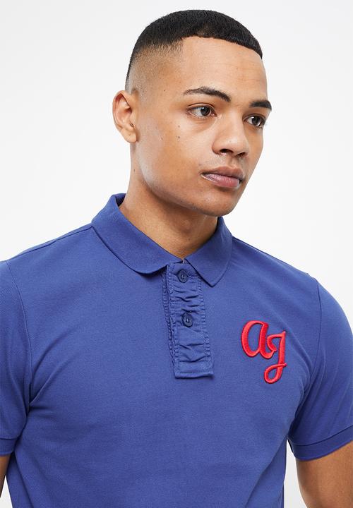 Aca Joe - 3D embroidery short sleeve golfer - blue
