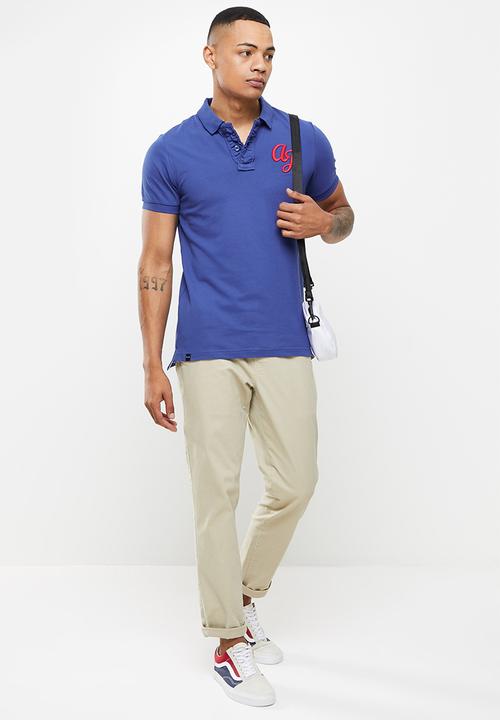 Aca Joe - 3D embroidery short sleeve golfer - blue