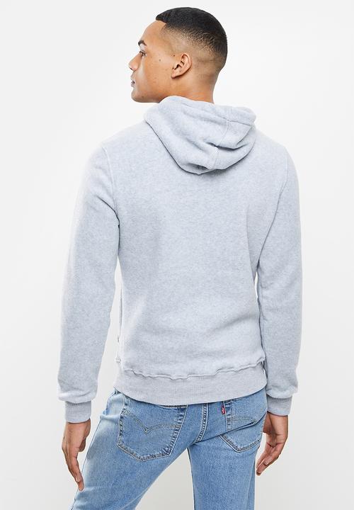 Aca Joe - Embroidered polar fleece hoodie - grey melange
