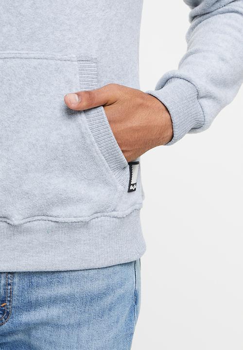 Aca Joe - Embroidered polar fleece hoodie - grey melange