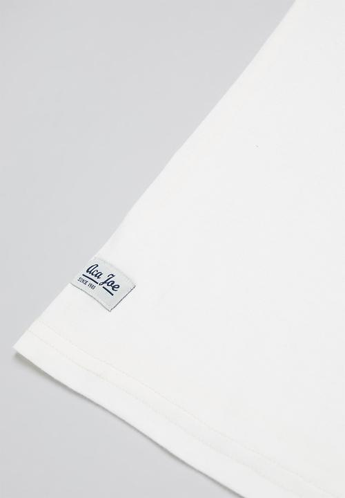 Aca Joe - Aca joe printed raglan heritage crew tee - white & blue