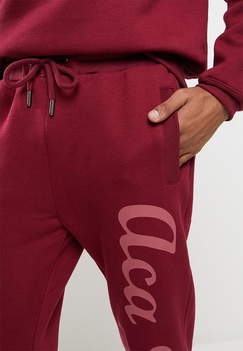 Aca Joe - Tonal side print logo jogger - maroon