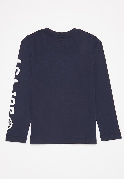 Aca Joe - Aca joe high square long sleeve heritage crew tee - navy
