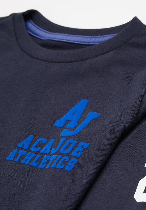 Aca Joe - Aca joe high square long sleeve heritage crew tee - navy