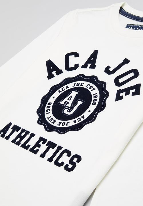 Aca Joe - Aca joe flock heritage tee - white & blue