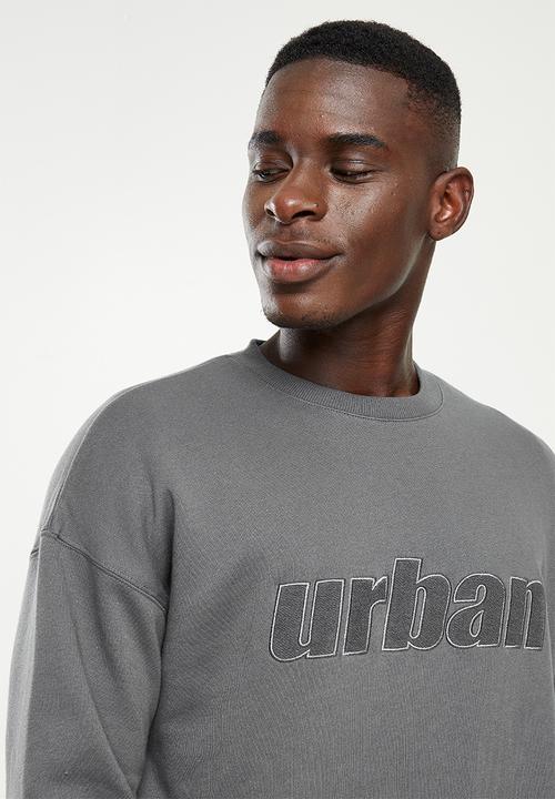urban° - Urban tonal terry logo sweater - charcoal