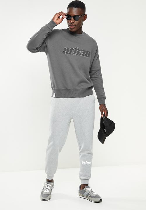 urban° - Urban tonal terry logo sweater - charcoal