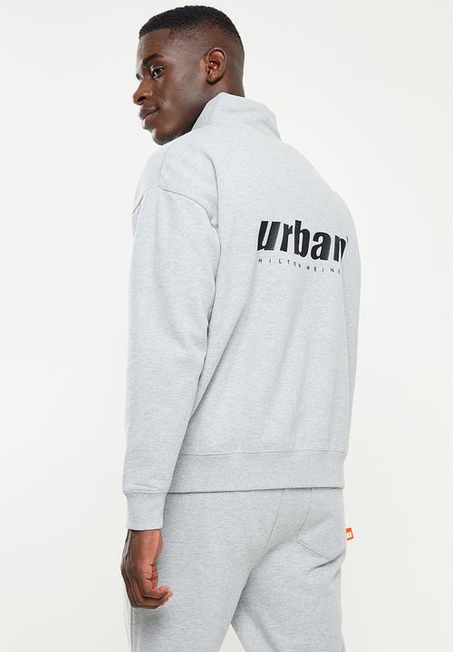 urban° - Urban brushed fleece 1/4 zip sweater - grey melange