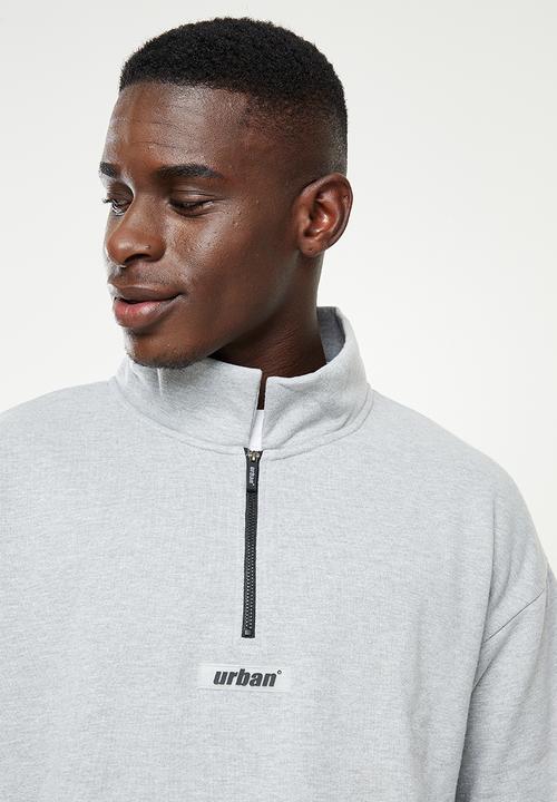 urban° - Urban brushed fleece 1/4 zip sweater - grey melange