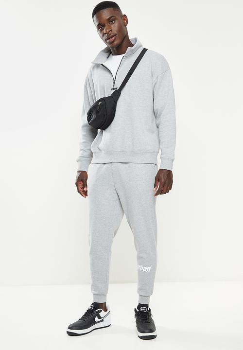 urban° - Urban brushed fleece 1/4 zip sweater - grey melange