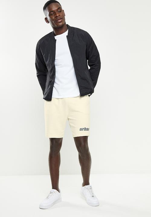 urban° - Urban terry printed front short - bone
