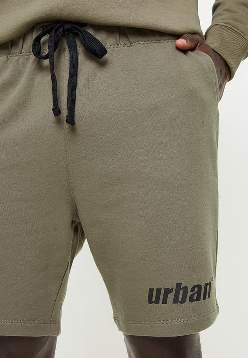 urban° - Urban unbrushed terry printed front short - khaki
