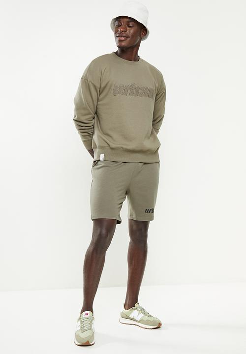 urban° - Urban unbrushed terry printed front short - khaki
