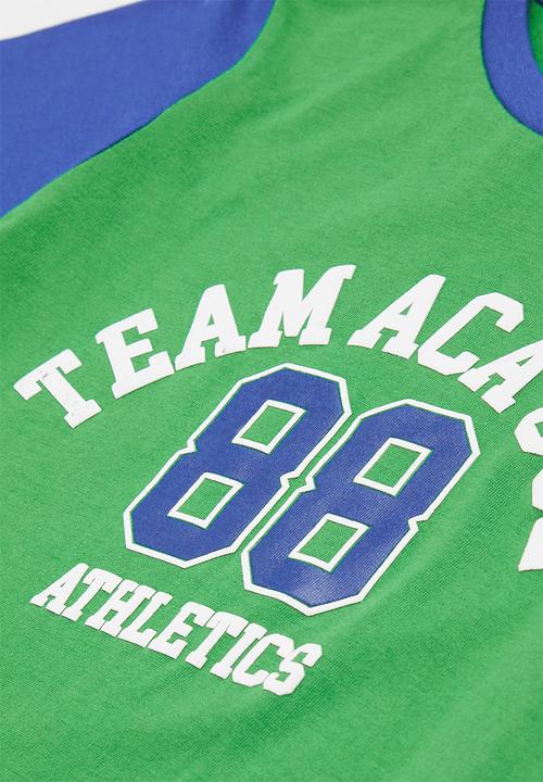 Aca Joe - Aca joe heritage applique crew tee - green & blue