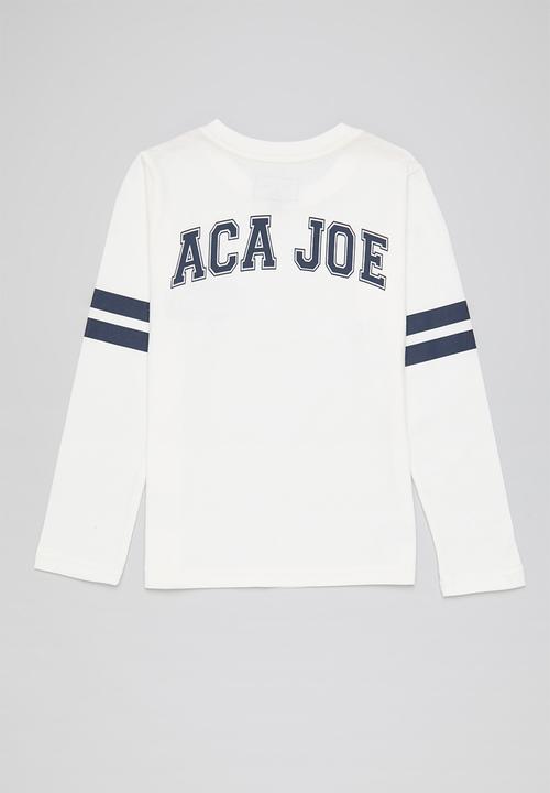 Aca Joe - Aca joe applique & print on front, back & sleeves crew tee - white