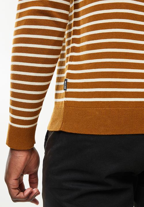 Only & Sons - Koby stripe crew knit - tan