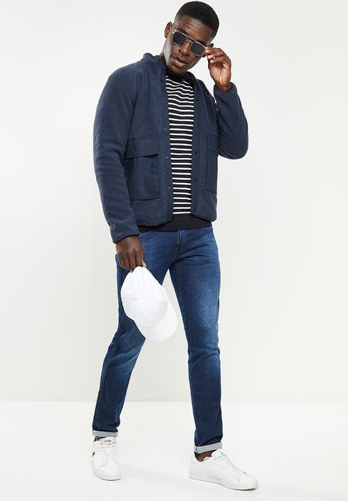 Only & Sons - Koby stripe crew knit - navy
