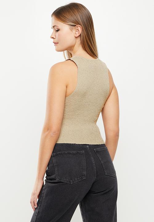 Cotton On - Set up v-neck tank - washed taupe