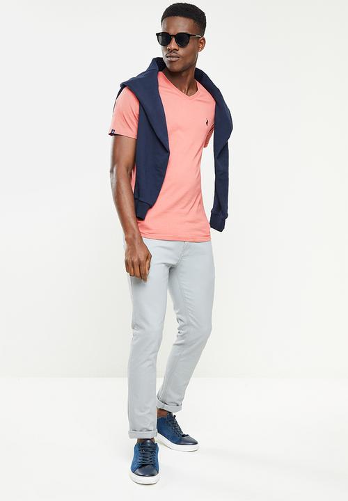 POLO - Men plain v-neckline short sleeve tee - pink