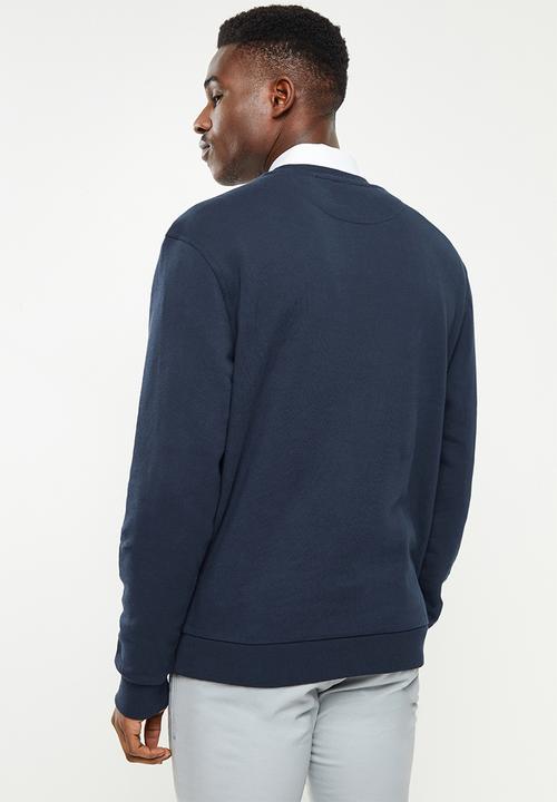 POLO - Men crew embossed sweat - navy
