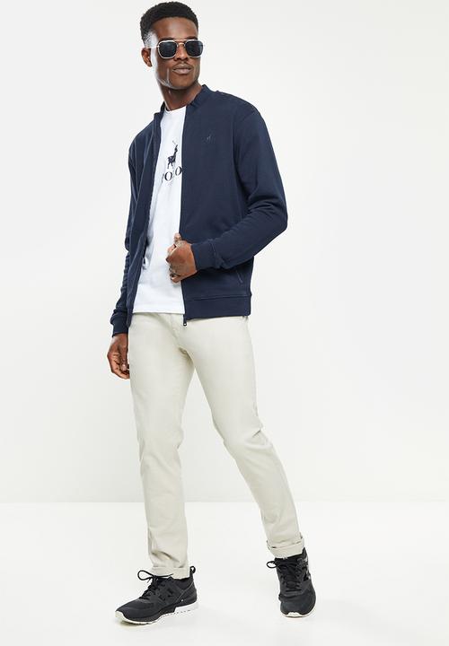 POLO - Men full zip fleece sweat - navy