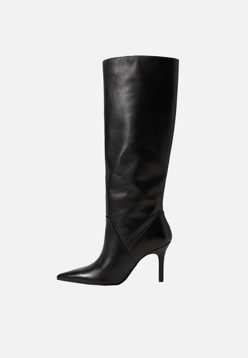 MANGO - Rosa leather high heel boot - black