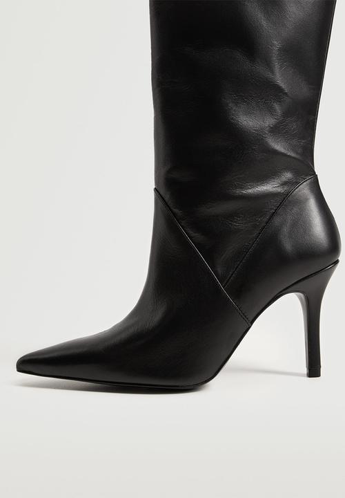 MANGO - Rosa leather high heel boot - black