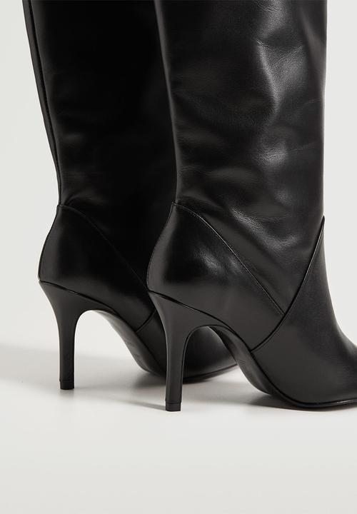 MANGO - Rosa leather high heel boot - black