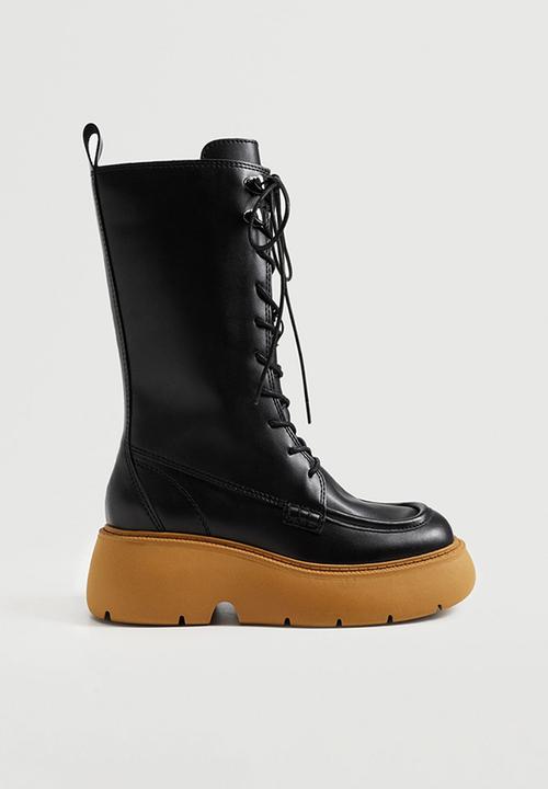 MANGO - Charles high boot with laces - black