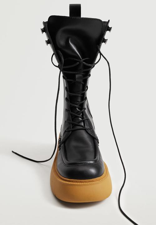 MANGO - Charles high boot with laces - black