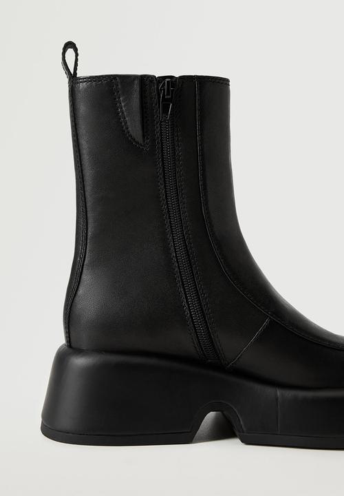 MANGO - Volume leather platform ankle boot - black