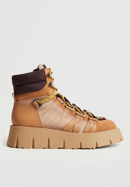 MANGO - Mountain leather lace-up boot - medium brown