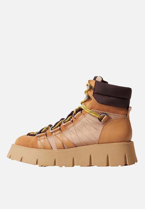 MANGO - Mountain leather lace-up boot - medium brown