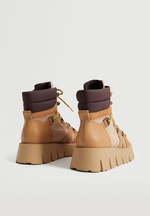 MANGO - Mountain leather lace-up boot - medium brown