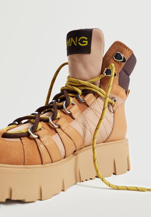 MANGO - Mountain leather lace-up boot - medium brown
