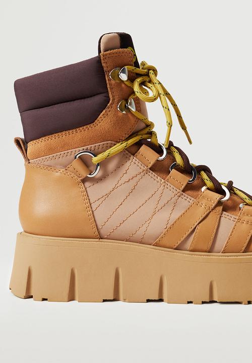 MANGO - Mountain leather lace-up boot - medium brown