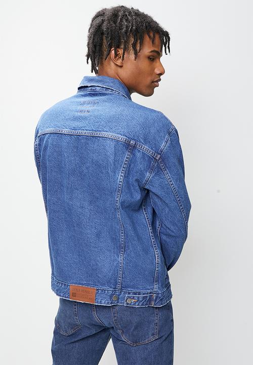 STYLE REPUBLIC - Denim trucker jacket with rips - mid blue