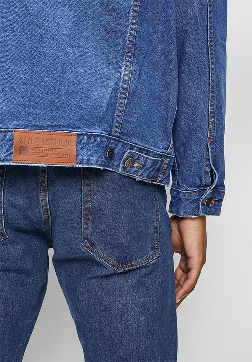 STYLE REPUBLIC - Denim trucker jacket with rips - mid blue